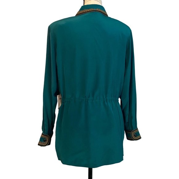 Bob Mackie Wearable Art Silk Jacket Top Tunic Sz Medium Drawstring Zip New Tags - Picture 4 of 13